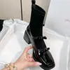 Botines calcetín adelgazantes de punta cuadrada con lazo retro elástico estilo Mary Jane 2026 Otoño/Invierno Botines de tobillo adelgazantes con tacón grueso para mujer