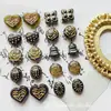Serie Negra Retro Pájaro de Cerámica Glaseada Checo Doméstico Hojas Hechas a Mano Calco Oro Pulsera DIY Material Accesorios