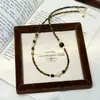Plata de Ley S925 Piedra Natural Ojo de Tigre Collar Retro Maillard Cadena para Suéter Estilo Ins para Mujer Otoño e Invierno Cuentas de Alta Gama