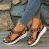 Zapatos de mujer de talla grande transfronterizos, sandalias de cuña casuales para exteriores, ligeras, antideslizantes, de malla fly-knit, huecas, sin espalda, con suela gruesa