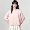 Suéter Grueso Gris de Cuello Redondo para Mujer 2026 Otoño Invierno Nuevo Diseño Sensación Encaje Parche Tejido de Punto Jersey Corto
