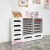 Armário de Armazenamento para Esmaltes e Géis, Armário de Exibição de Produtos para Salão de Cílios e Unhas com Bancada Integrada Estilo Gaveta