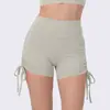 Shorts de Yoga Finos de Verano con Cordón de Cintura Alta Control de Abdomen Trasero de Durazno Shorts de Fitness Secado Rápido Shorts Deportivos para Mujer