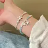 Pulseira de Concha Pérola Pedrinha Estilo Resort de Verão na Beira-Mar Empilhada com Pulseira de Estrela do Mar de Prata Quebrada de Alto Valor Pulseira