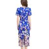 Vestido Elegante de Verão com Aplique Tridimensional Bordado Pesado, Mangas Bufantes, Decote V e Fenda