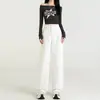 Jeans Blancos de Pierna Ancha para Mujer 2026 Verano Nuevos Sueltos Adelgazantes de Cintura Alta Rectos Versátiles con Caída Pantalones de Largo Hasta el Suelo