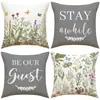 Chegada Nova da Amazon Capa de Almofada Estampada com Flores para Plantio Primavera Decoração Simples para Interior Almofada de Sofá Conjunto Almofada de Carro