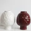 Cerámica Roja Florero Hecho a Mano Japonés Decoración del Hogar Adornos Sala de Estar Nicho Casa de Huéspedes Sala de Té Arreglo Floral Nuevo Chino