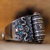 Anillo de Plata con Mantra de Seis Palabras para Hombre, Anillo Individual Vintage de Moda, Anillo Giratorio Personalizado Vintage Rotatorio