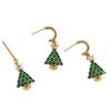 Serie navideña árbol de Navidad Hao piedra diamante cadena de suéter aretes altos collar simple retro joyería versátil mujeres