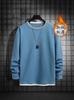 Camiseta de Manga Larga tipo Waffle para Hombre 2024 Primavera y Otoño Nueva Camiseta Base de Suéter para Hombre Color Sólido
