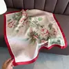 Novo Lenço de Seda Estampado com Charm de Cor Contrastante, Xale de Alta Qualidade, Lenço de Pescoço para Proteção Solar, Lenço Quadrado Pequeno, Lenço de Cabeça, Lenço Feminino
