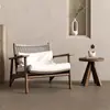 Silla Sofá Personalizada para Exteriores Tejida con Cuerda Estilo Wabi-Sabi Silla Individual de Ratán Impermeable Balcón Jardín B&B Patio Muebles de Madera Maciza