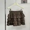Saia de bolo com estampa de leopardo estilo coreano Ruoxin para mulheres, saia multicamadas de cintura alta, saia curta bufante que rejuvenesce, meia-saia de camurça para outono