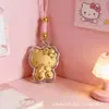 Colgante de cadena para teléfono Hello Kitty bañado en oro, lindo regalo de dibujos animados para niñas, llavero de lujo ligero con decoración de hilo rojo