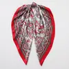 Lenço de Seda com Padrão Paisley Clássico Europeu e Americano para Mulheres, Lenço de Cabeça Versátil da Moda em Seda Sintética, Lenço Quadrado de 90cm, Atacado Transfronteiriço