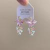 Brincos Pingente de Pétalas Rosa Doce Franceses Femininos Gentis e Elegantes Estilo Mori de Alto Valor Diários Versáteis Brincos Brincos