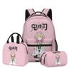 Mochila Escolar con Diseño de Anime, Mochila de Viaje, Lonchera, Estuche para Lápices, Set de Tres Piezas para Estudiantes de Primaria y Secundaria, con Estampado