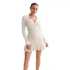 Falda de Punto con Volantes y Correa de Lazo Europea y Americana Transfronteriza, Vestido Pequeño Fragante con Botones de Perla en Bolsillo