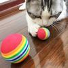 Pelota arcoíris para gatos, pelota microrebotadora, pelota silenciosa para gatos, resistente a arañazos, juguete para mascotas.