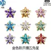 Clavo para Oreja de Estrella de Cinco Puntas con Garras Doradas de Aleación de Titanio Astmf-136 G23 Titanio Rosca Interna Cabeza de Piercing para Labio con Circonita