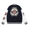 Chaqueta de béisbol americana para hombre, estilo motociclista, con bordado de letras sueltas y costuras de color en contraste. Fabricantes.