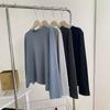 Camiseta básica de terciopelo para bebé, de color liso, con lijado, para mujer, combina con todo, adelgazante, con cuello redondo y manga larga, ideal para primavera y otoño.
