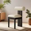 Cadeira Nórdica Retrô com Encosto, Cadeira de Jantar Vintage Estilo Francês, Madeira Maciça para Uso Doméstico Estilo Wabi-Sabi Minimalista Cadeira de Maquiagem, Cadeira Hipopótamo de Luxo Leve