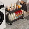 Prateleira de Banheiro Carrinho de Cesto de Roupa Suja de Banheiro Armário Lateral para Máquina de Lavar Roupa Banheiro Prateleira de Armazenamento para Detergente de Roupa