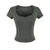 26076-2026 Estilo Nuevo Primavera/Verano Top Casual de Puro Deseo con Cuello en V para Mujer, Camiseta Sexy de Manga Corta Ajustada