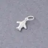 Nuevo plata lisa chapada en plata S925, colgante de avión pequeño pulido, charm lindo de avión de aviación, material para pulsera DIY