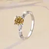 Anillo de Plata de Ley S925 con Moissanita Color D de 1 Quilate, Anillo de Joyería de Plata de Cuatro Garras de Moda para Mujer, Fábrica Mayorista