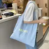 Set Bolsa de Lona Rayada Doble Cara Estilo Coreano Moda Bolso Tote Casual Bolso de Hombro Simple Versátil Gran Capacidad
