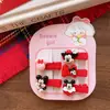 Novos Grampos de Cabelo de Algodão Vermelho de Segurança para Bebês Meninas, Design Fofo de Desenho Animado, Conjunto de 5 Grampos de Cabelo