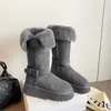 Primer Encuentro Ji Zeng Gao Uso Bidireccional Suela Gruesa Peludo Más Terciopelo Engrosado Cálido Zapatos de Algodón Gris Botas de Nieve de Caña Alta Mujer Invierno Nuevo Estilo