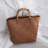 Bolso Tejido a Mano Vintage Cesta de Mano Imitación Ratán Moda Cesta de Compras Gran Capacidad Bolsa de Regalo de Moda
