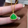Collar con Colgante de Buda Verde para Mujer, Estilo Chino Nuevo Retro, Moderno, de Alto Valor, Exquisito, de Moda, Versátil, Colgante de Diseño de Nicho