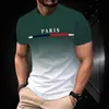 Camiseta Casual Masculina de Manga Curta, Cor Listrada, Impressão Digital 3D, Tamanho Grande, Comércio Exterior Transfronteiriço, Europeia e Americana, Confortável e Solta