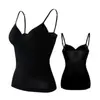 Camiseta Base de una Pieza de Modal con Almohadilla en el Pecho Camisola para Mujer Forma de U Talla Grande Espalda Hermosa Pecho Sexy Cuello en V Ropa Interior