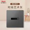 Enchufe de Interruptor Delixi Panel Grande Sin Marco Interruptor Individual Doméstico Enchufe de Cinco Orificios Interruptor de Pared Gris Venta al por Mayor