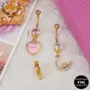 Anillo para Ombligo de Acero Inoxidable 316L, Piercing para Ombligo Hoja de Arce Dorada, Botón para Ombligo en Forma de Corazón, Anillo para Ombligo Lirio del Valle, Piercing para Ombligo, Botón para Ombligo
