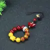 Pingente de Cinábrio Cristal Mineral Bruto Areia Gancho para Celular Retro Artístico Mantra de Seis Palavras Ágata de Realgar Ornamento Pendurado de Cinábrio Joia