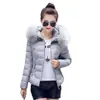 Nuevo Abrigo de Algodón con Cuello Grande de Piel para Mujer, Abrigo Corto de Algodón con Capucha, Chaqueta de Algodón Cálida Ajustada a la Moda
