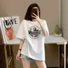 Camiseta Oversize de Manga Corta Estilo Europeo para Mujer, Nueva Tendencia de Verano 2024, Marca Trendy, Cuello Redondo, Corte Holgado, Top de Longitud Media, Tendencia Ins