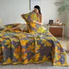 Nova colcha de toalha estampada de algodão de fibra longa capa de cobertor de fio de camada dupla de algodão cobertor para intervalo de almoço comércio exterior transfronteiriço capa de cama de algodão puro atacado
