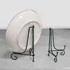 Soporte de bandeja de té de hierro forjado, soporte de plato de metal, soporte de té Pu-erh, artesanías, plato de porcelana, expositor de marco de fotos