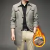 Casaco Trench Coat Masculino Outono/Inverno Plus Size M-8XL Transfronteiriço, Comprimento Médio, Gola de Terno, Estilo Britânico, Acolchoado e Espessado