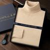 Suéter de cachemira para hombre de cuello alto básico de color sólido talla grande casual camisa de fondo suéter tejido interior ligero para negocios estilo coreano