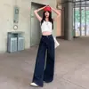 26 Jeans Anchos Estilo Americano Azul Oscuro para Mujer Sueltos Adelgazantes Estilo Perezoso Versátiles Pantalones de Caída Larga Soporte Dropshipping