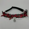 Corona de encaje rojo original de princesa oscura Lolita, anillo de encaje para pierna, cadena de pierna con lazo de especias JK gótico sexy